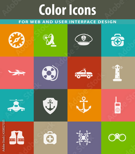 Coast Guard icons set