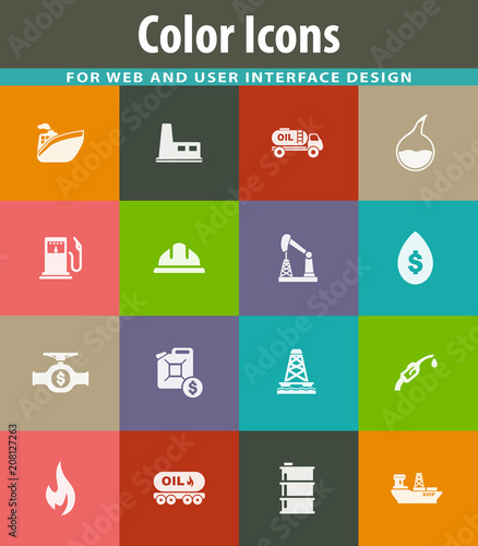 Extraction of oil icons set