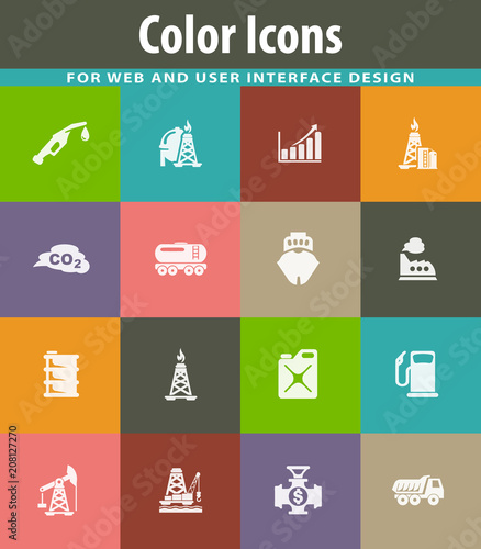 Extraction of oil icons set