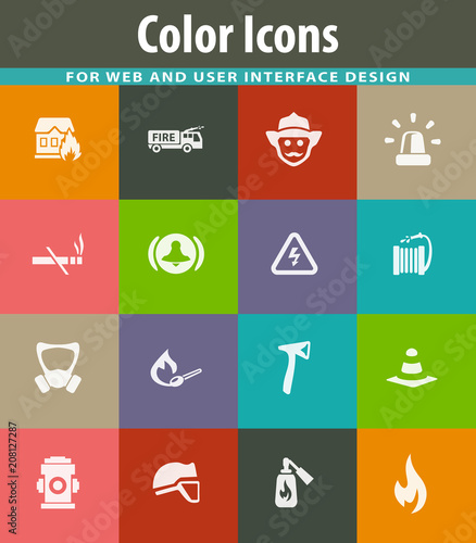 Fire brigade icons set