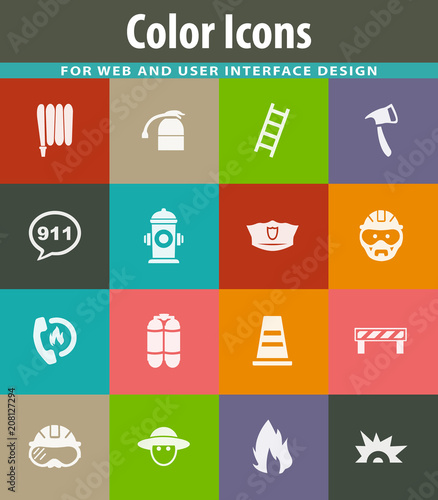 Fire brigade icons set
