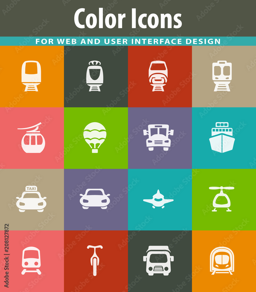Public transport icons set