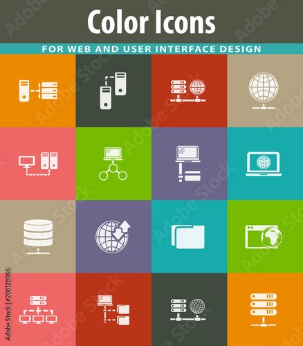 Internet, server, network icons set