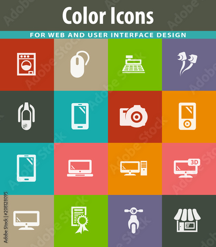 Supermarket electronic icons set