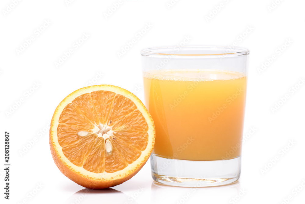 Fresh juice and orange, isolated on a white. Fresh juice and orange, isolated on a white.