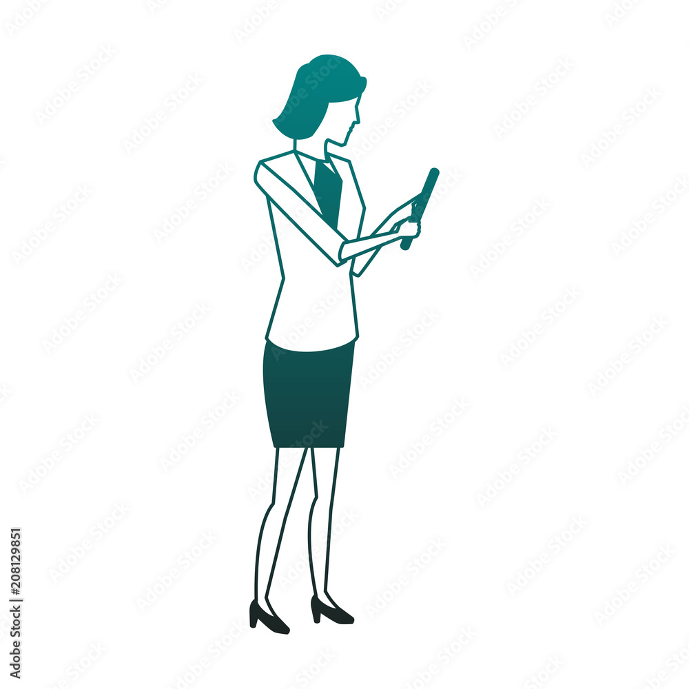 Businesswoman using tablet vector illustration graphic design Businesswoman using tablet vector illustration graphic design