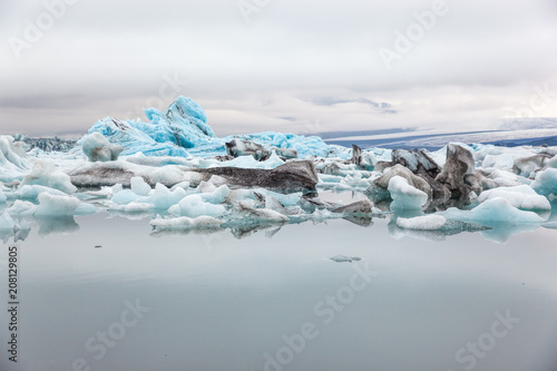 Very slowly floating ice on a glacier lagoon