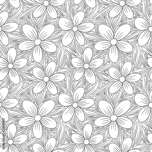 Decorative floral seamless pattern. Hand drawn colorful stylized doodle background. Botanical vector illustration © irenemuse