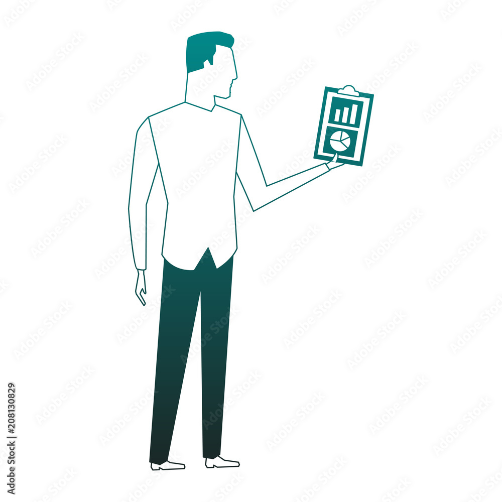 Businessman looking statistics vector illustration graphic design Businessman looking statistics vector illustration graphic design