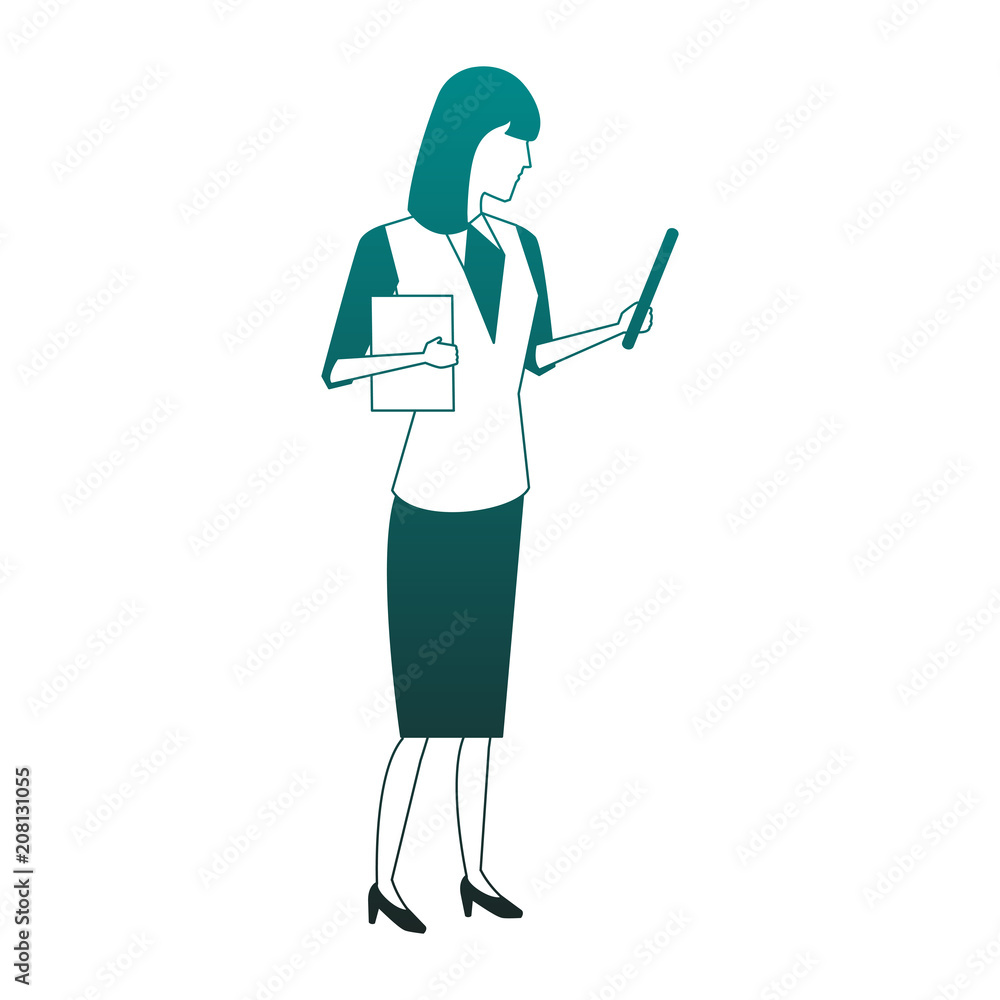 Businesswoman using tablet vector illustration graphic design Businesswoman using tablet vector illustration graphic design