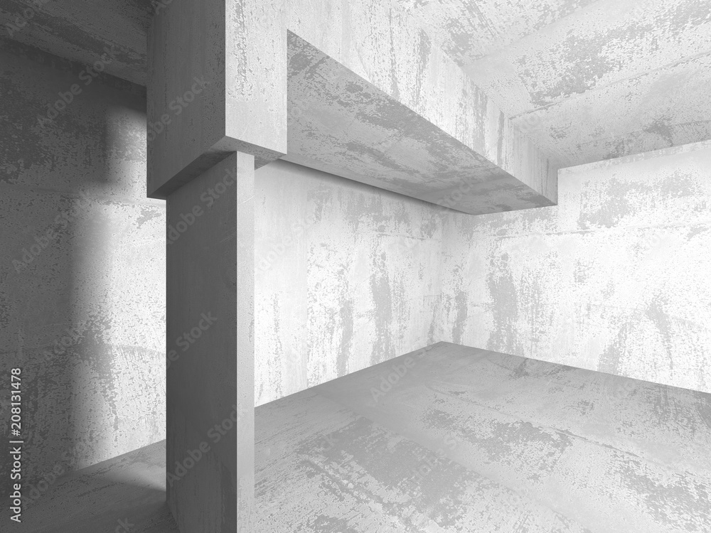 Dark concrete empty room. Modern architecture design Dark concrete empty room. Modern architecture design