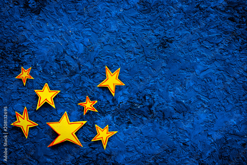 Stars frame. Drawn stars on blue background top view space for text Stars frame. Drawn stars on blue background top view space for text