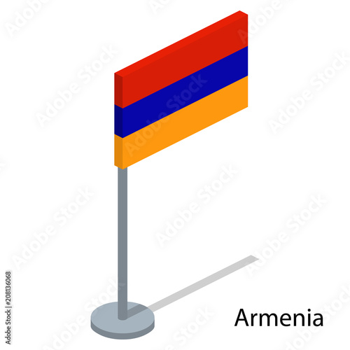 Isometric 3D vector illustration flags of countries collection. Flag of Armenia