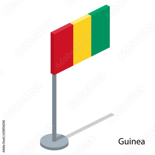 Isometric 3D vector illustration flags of countries collection. Flag of Guinea