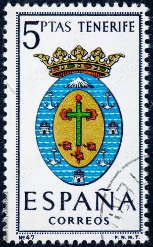 stamp printed in Spain dedicated to Arms of Provincial Capitals shows Tenerife