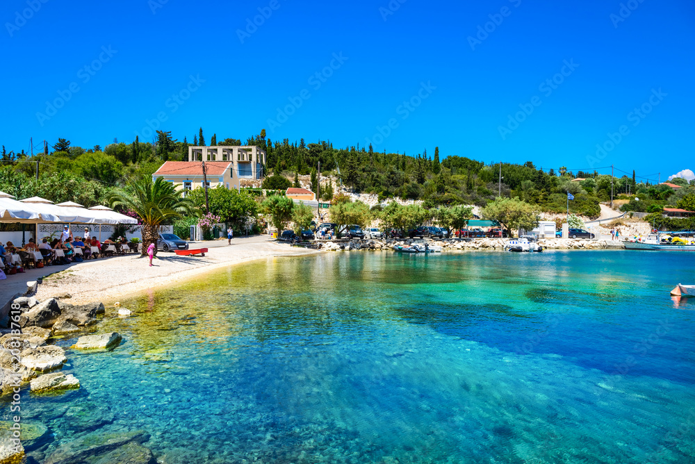 Kefalonia sea port and beach in Lefkada island, Greece