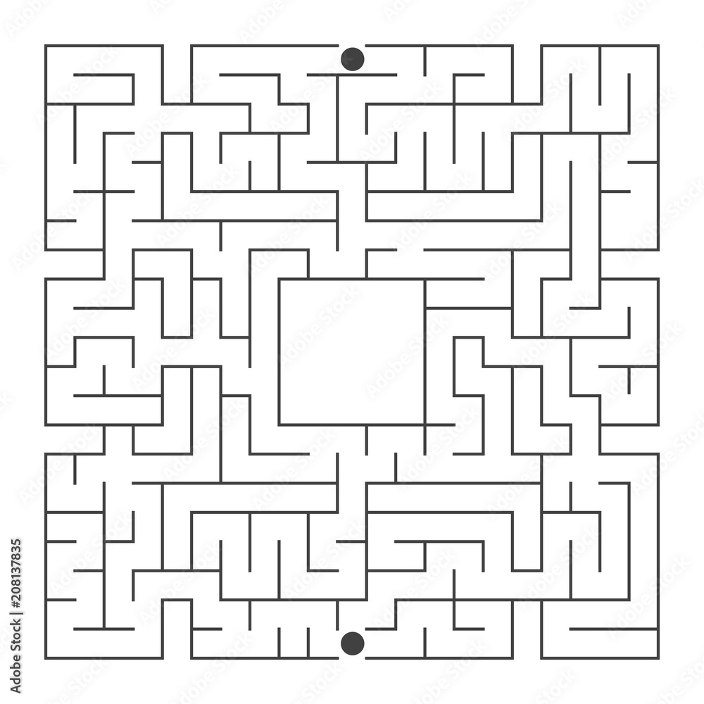 Abstract square maze. An interesting game for children and teenagers. Simple flat vector illustration isolated on white background. Abstract square maze. An interesting game for children and teenagers. Simple flat vector illustration isolated on white background.