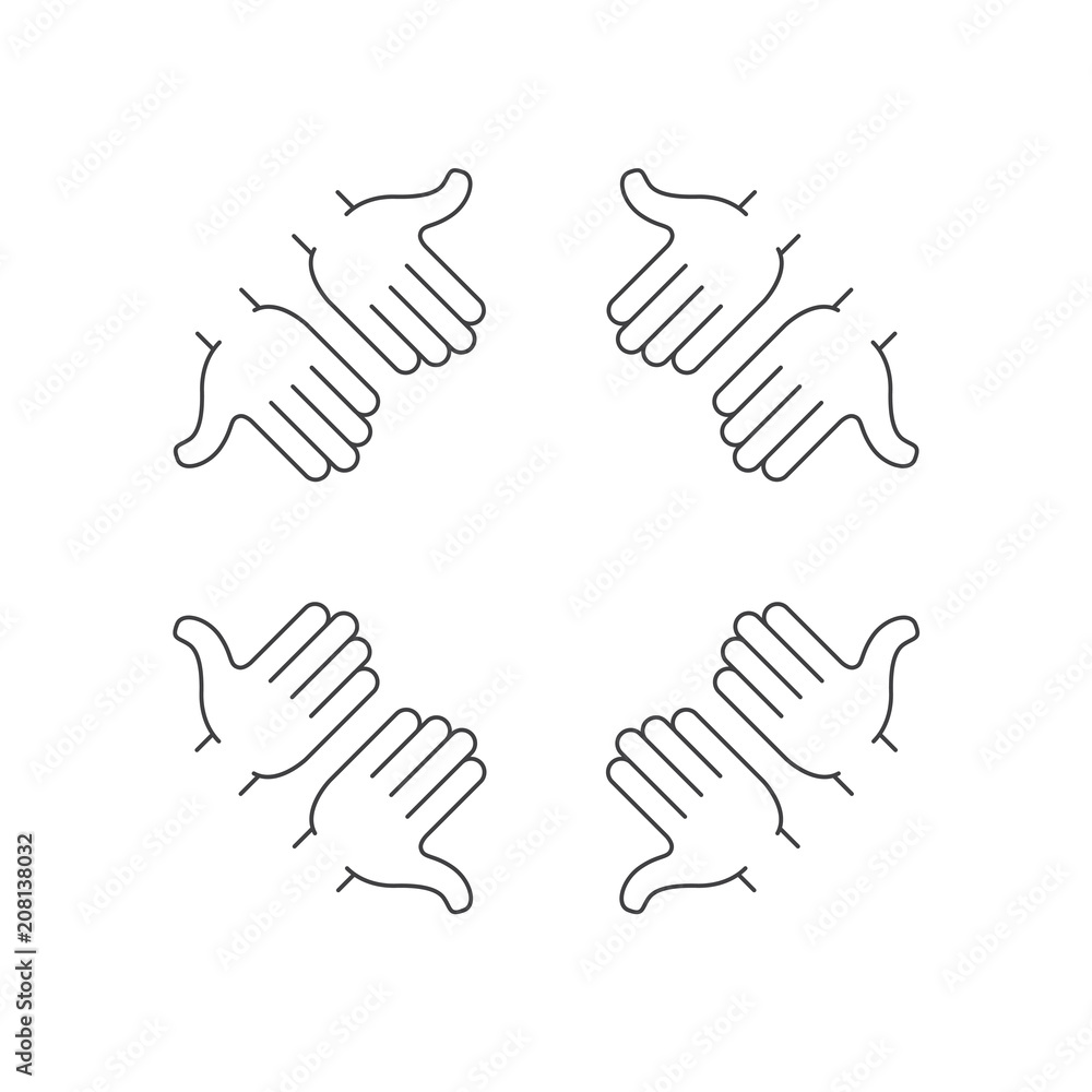 Round frame hands isolated on white background. Arms Hands Circle. People Hands Together. Flat design vector illustration. Round frame hands isolated on white background. Arms Hands Circle. People Hands Together. Flat design vector illustration.