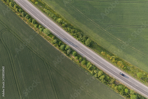 aerial view of the village road