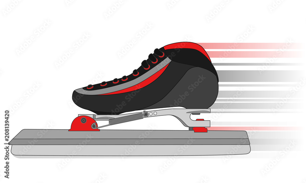 longtrack speed skates in motion isolated on a white background Stock