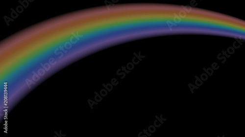 Rainbow icon. Shape arch isolated on black background. Colorful light and bright design element. Symbol of rain, sky, clear, nature. Flat simple graphic style. Vector illustration