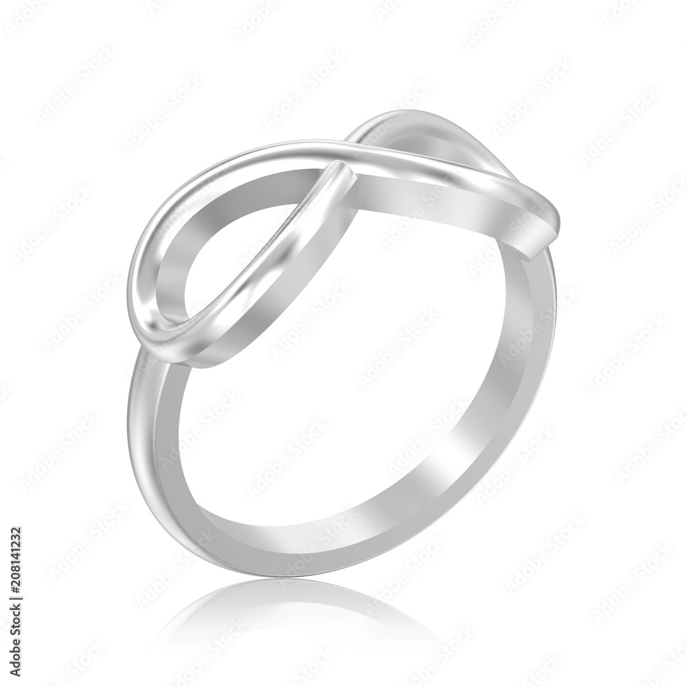 3D illustration isolated silver simple infinity ring with reflection 3D illustration isolated silver simple infinity ring with reflection