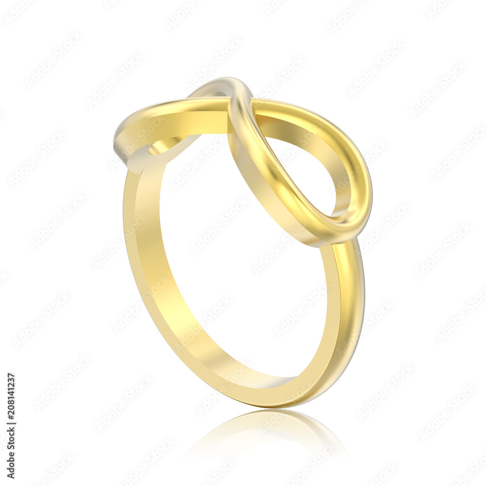 3D illustration isolated gold simple infinity ring with reflection 3D illustration isolated gold simple infinity ring with reflection