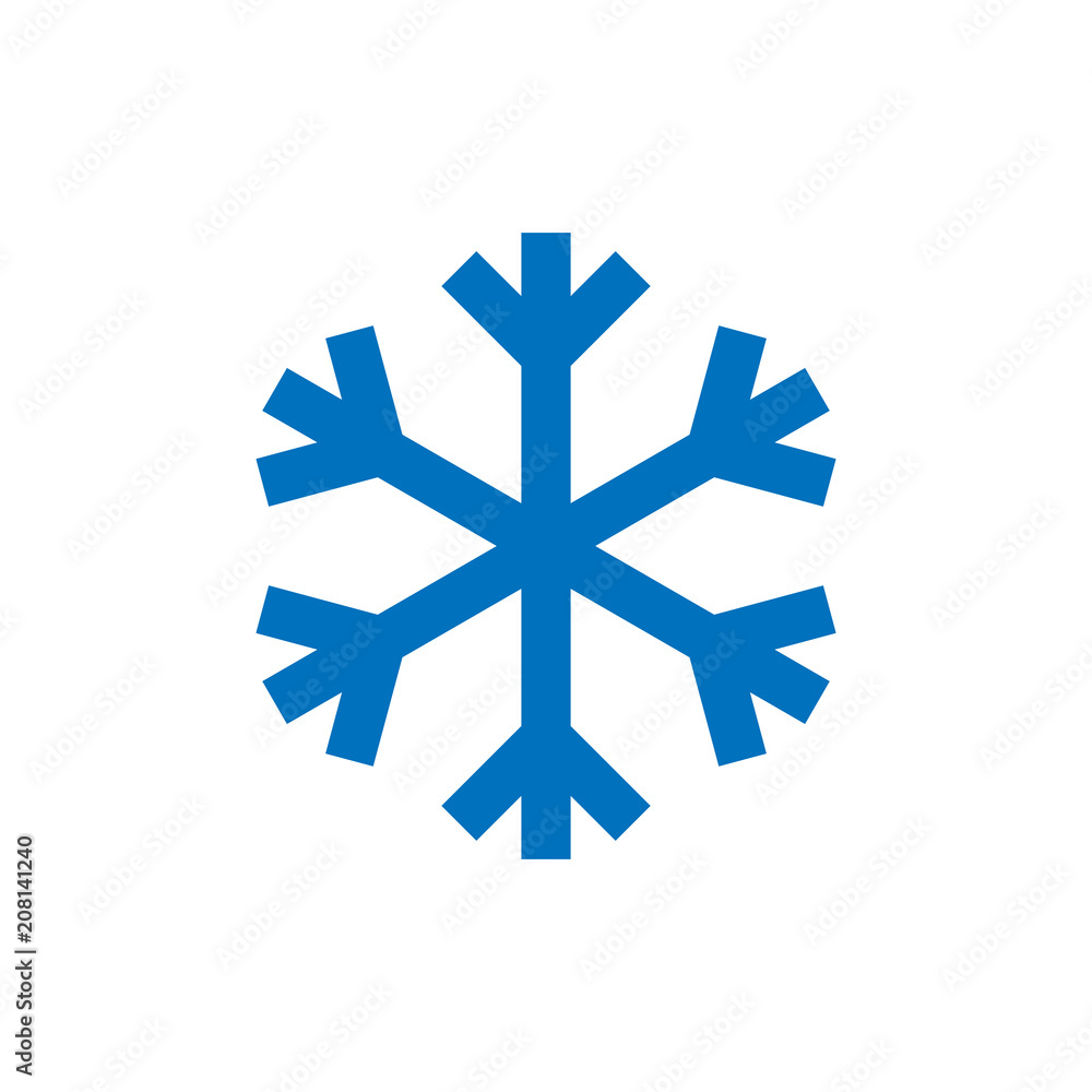 Snowflake sign. Blue Snowflake icon isolated on white background. Snow flake silhouette. Symbol of snow, holiday, cold weather, frost. Winter design element. Vector illustration Snowflake sign. Blue Snowflake icon isolated on white background. Snow flake silhouette. Symbol of snow, holiday, cold weather, frost. Winter design element. Vector illustration