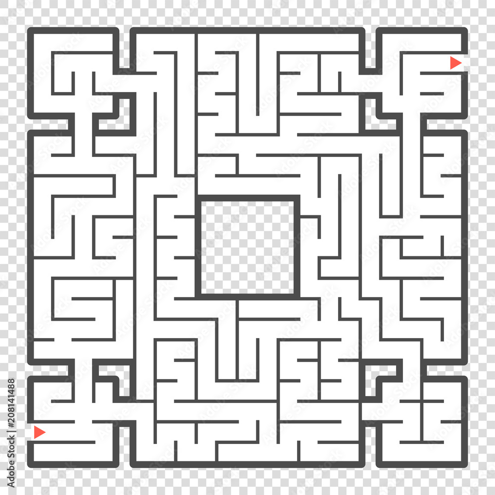 Abstract square maze. An interesting game for teenagers and adults. A simple flat vector illustration isolated on a transparent background. Abstract square maze. An interesting game for teenagers and adults. A simple flat vector illustration isolated on a transparent background.