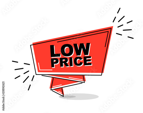 red flat line banner low price