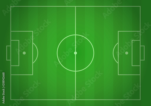 Vector football field. Realistic gradient illustration, top view. Design for cards, brochures, websites, A4, background