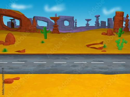 3D cartoon desert rocks illustration