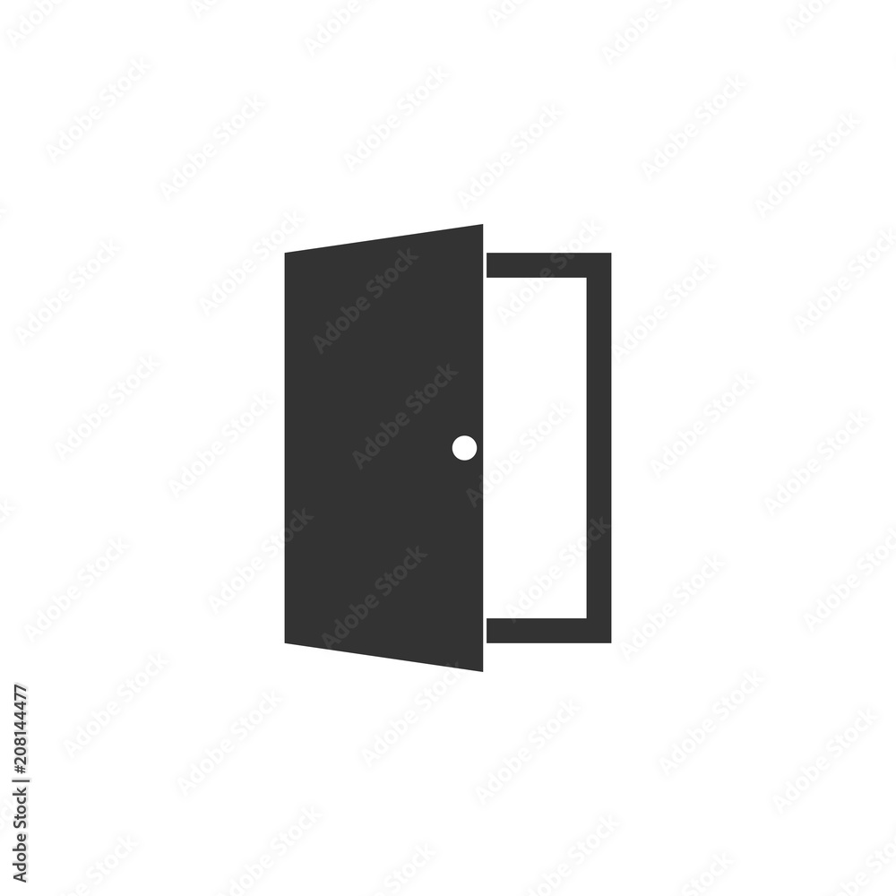 Open door icon. Vector illustration, flat design. Open door icon. Vector illustration, flat design.
