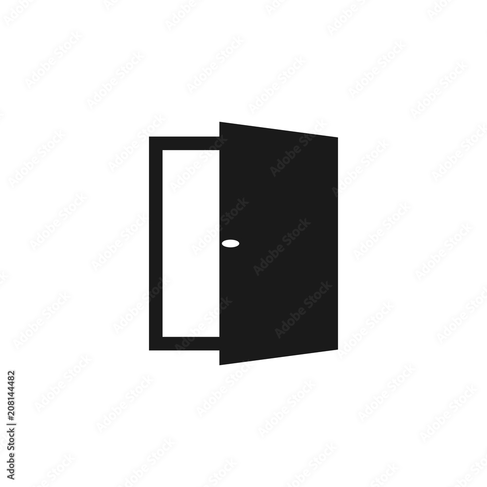Open door icon. Vector illustration, flat design. Open door icon. Vector illustration, flat design.