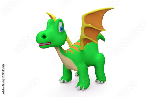 3D digital render of a little dragon isolated on white background