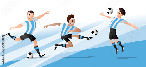 Fototapeta Naklejka Na Ścianę i Meble -  Team Argentina football soccer players set kicking the ball