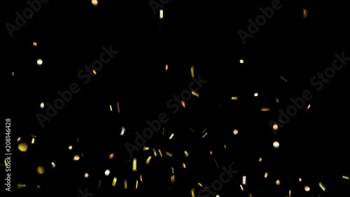 Golde confetti explosion falling down. Green screen animation footage.