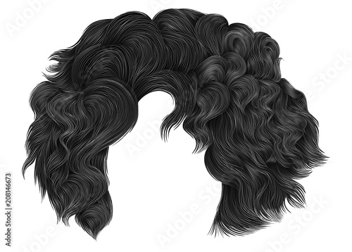 trendy woman short  hairs brunette gray colors .fringe. fashion beauty style.realistic 3d .