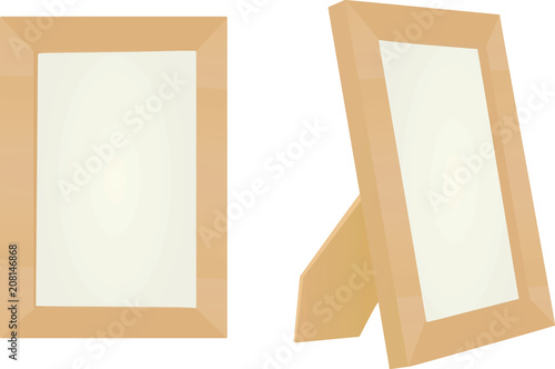 Wooden photo frame. vector illustration