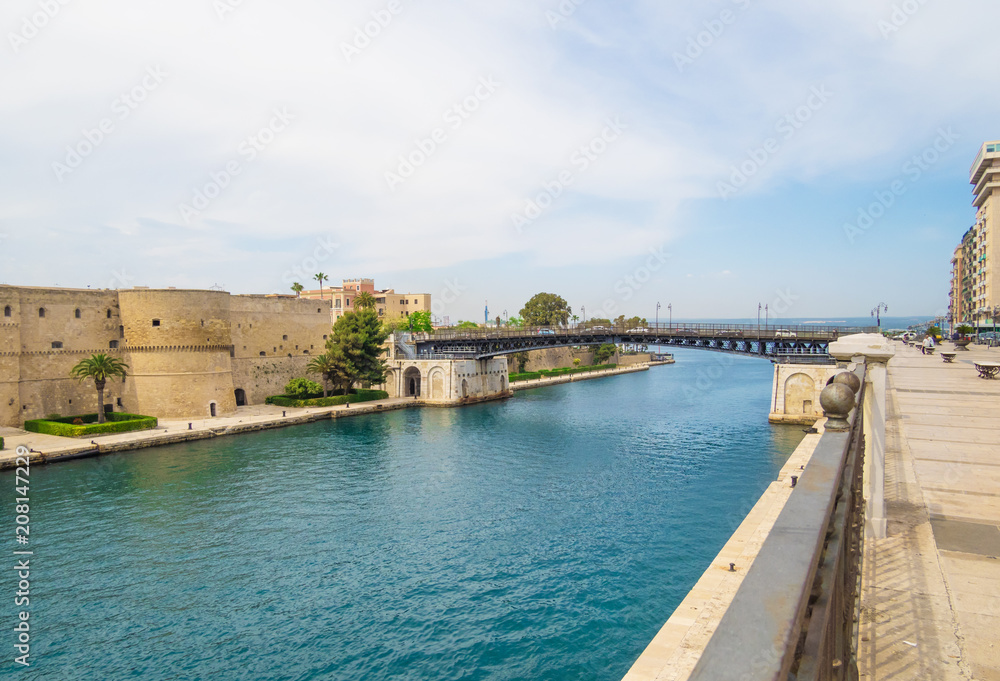 Taranto (Italy) - The historic center of a big city in southern Italy, Puglia region, on the sea with industry port, in a spring day.