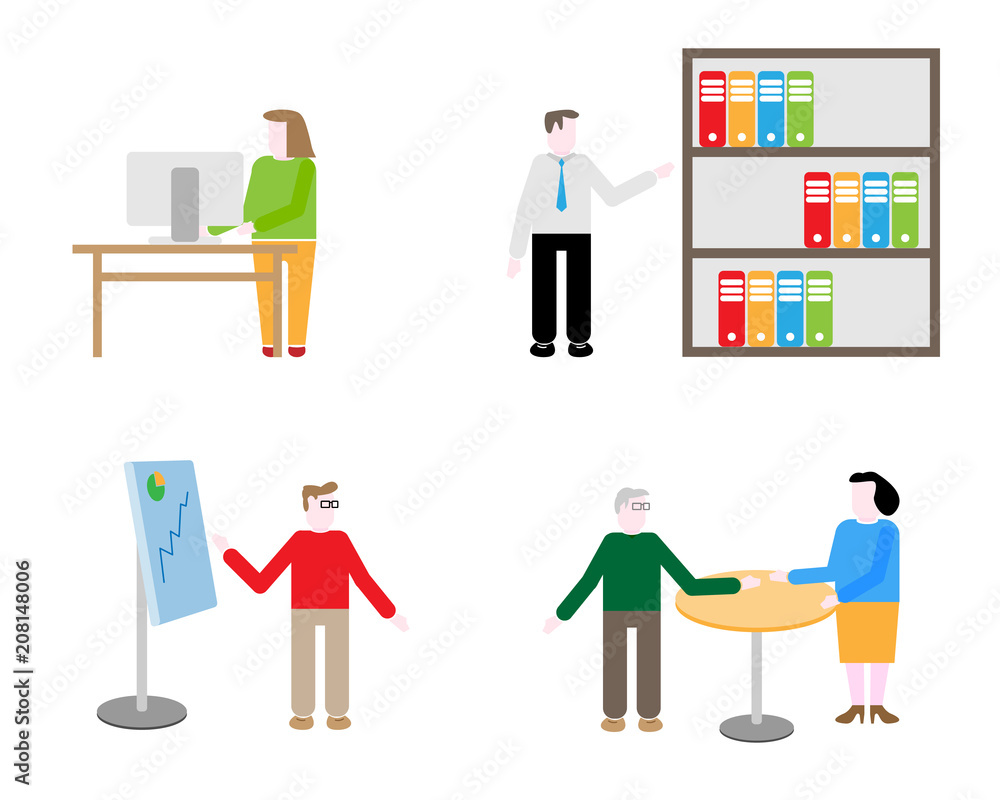 vector, business, team, cartoon, group, office, people, illustration, idea, company, creative, success, work, woman, worker, employee, background, brainstorming, human, job, manager, leader, businessm
