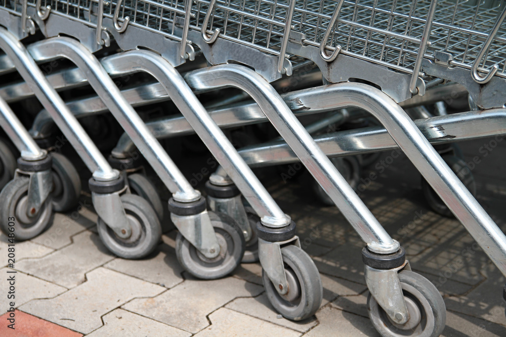 shopping trolley outside the supermarket shopping trolley outside the supermarket