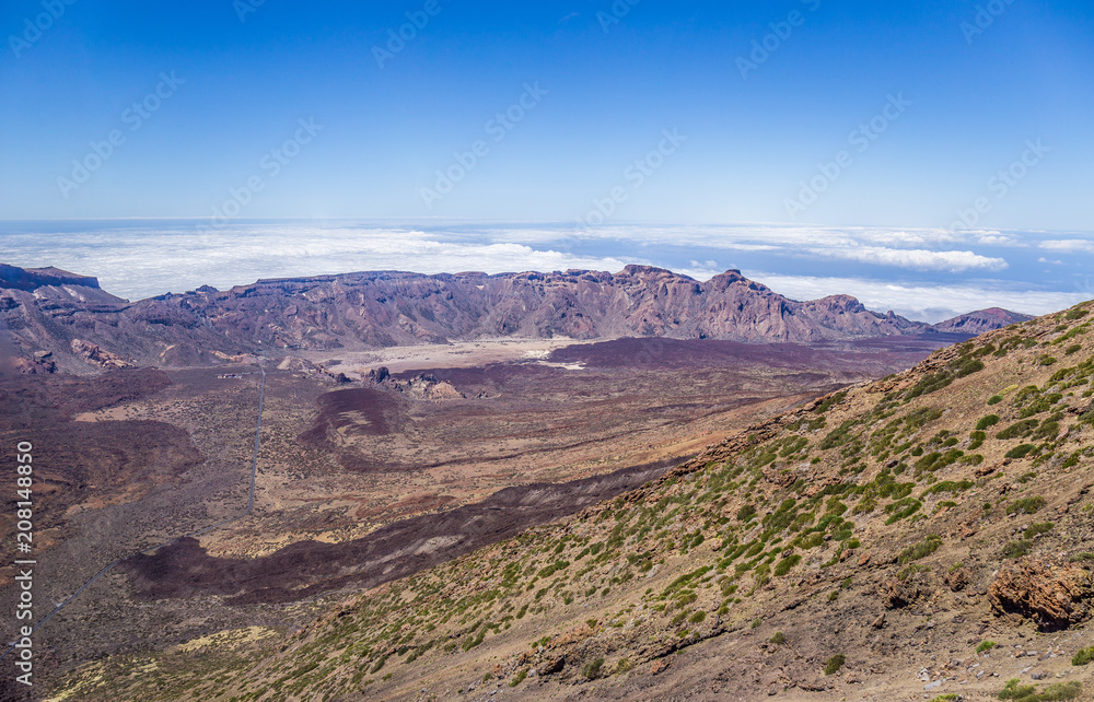 View from Teleferico of Mount Teide, García's rocks, Teide national park , Tenerife, Canary Islands, Spain