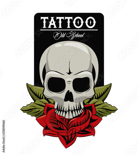 Old school tattoo devil skull drawing design vector illustration graphic