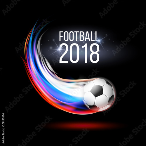 Soccer ball with flame trail of Russian Flag