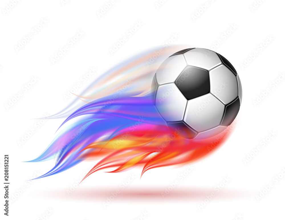 Soccer ball with flame trail of Russian Flag Soccer ball with flame trail of Russian Flag