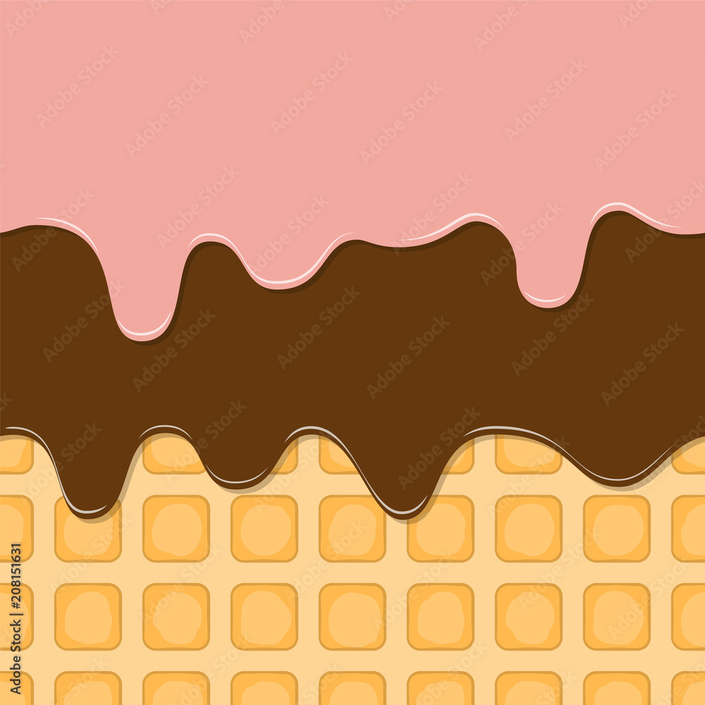 Flowing glaze on wafer background. Vector illustration Flowing glaze on wafer background. Vector illustration