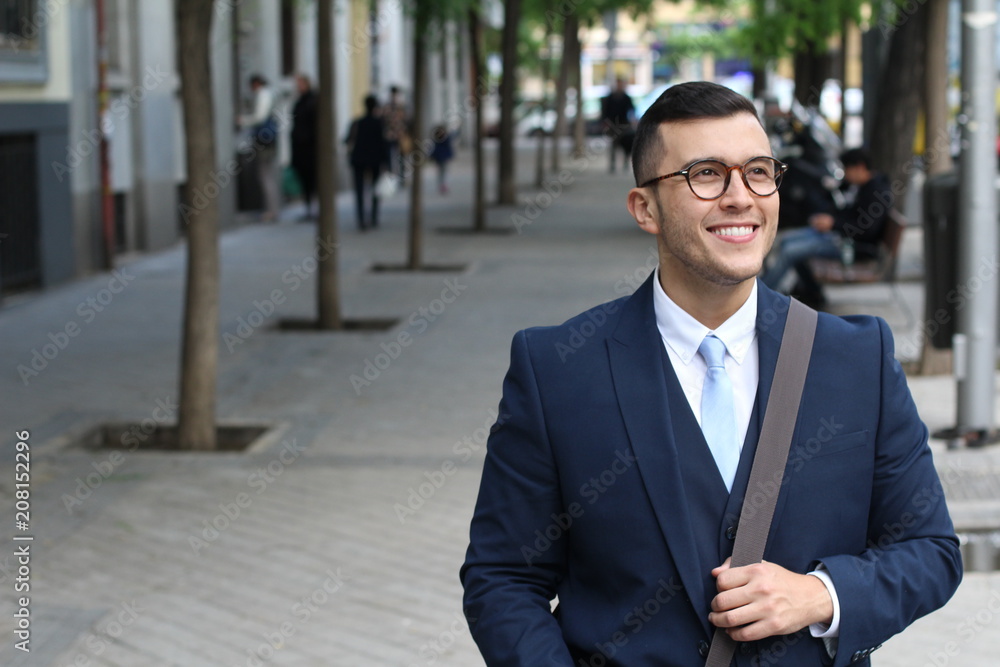 Classy man wearing suit and tie outdoors Classy man wearing suit and tie outdoors