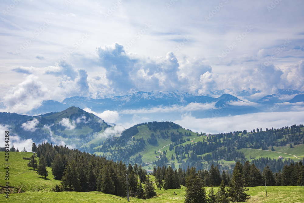 View to Swiss Alps from Rigi Kulm