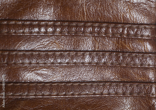 Brown leather with seam background